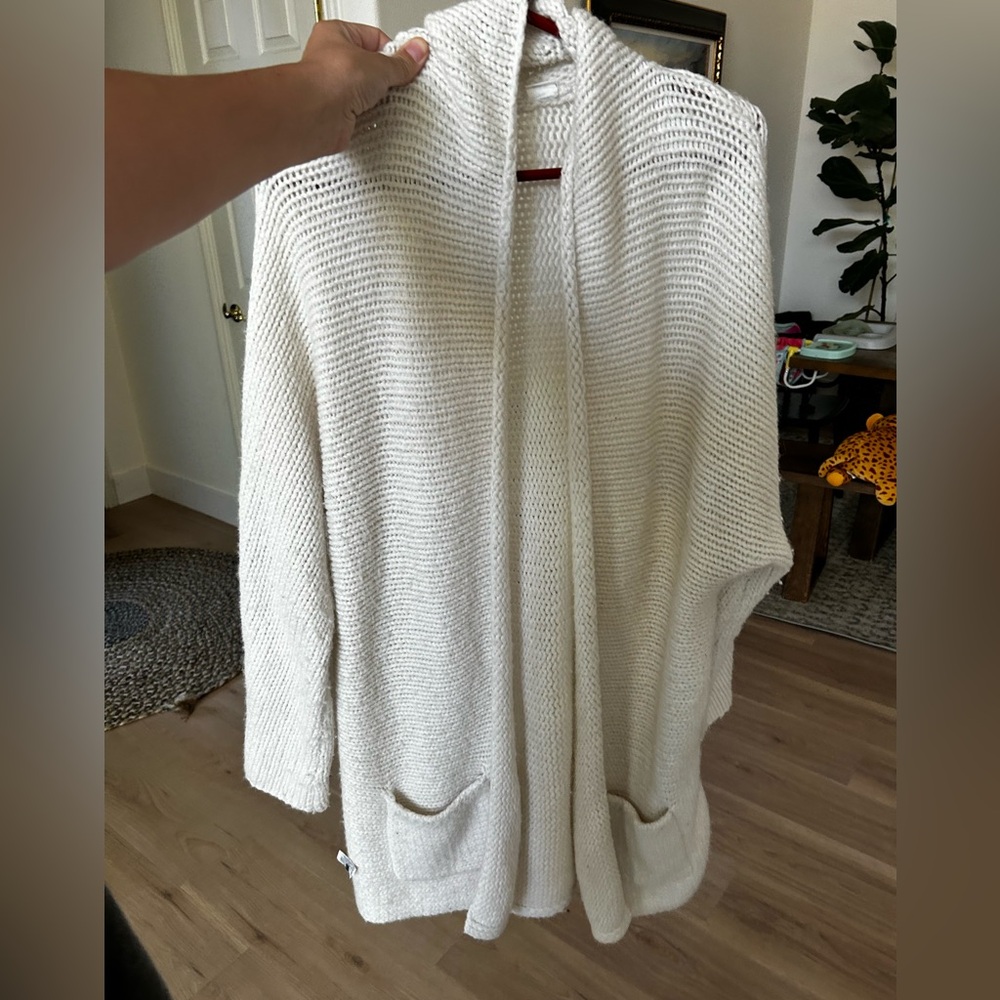 Gap longline women’s open front cardigan knit sweater - cream